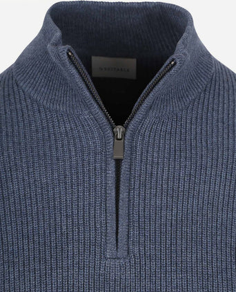 halve rits trui wol blend donkerblauw