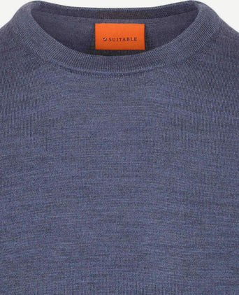 Merino pullover denim blauw