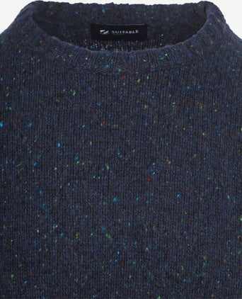 Trui tweed wol blend donkerblauw