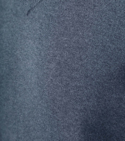 Pullover v-hals merinowol kobaltblauw
