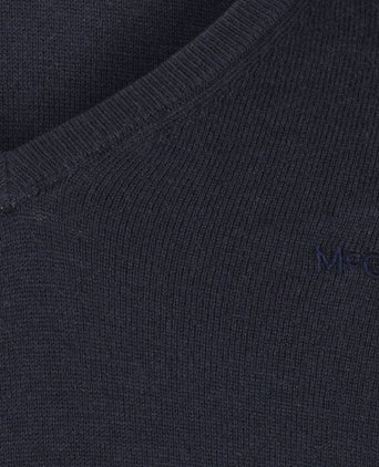 Trui merino blend v-hals donkerblauw