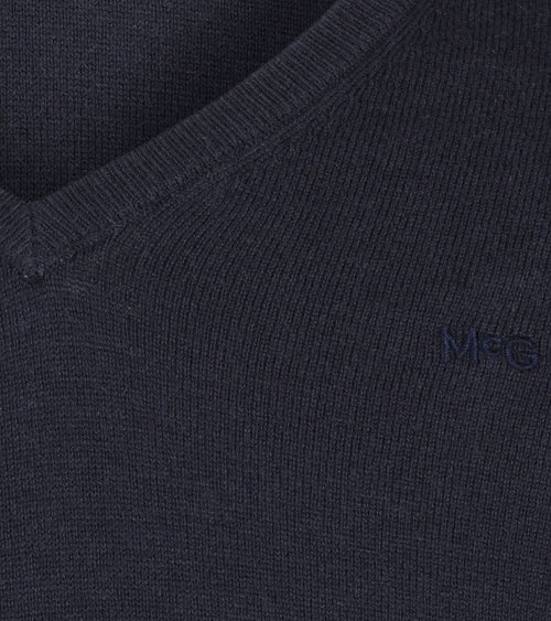Trui merino blend v-hals donkerblauw