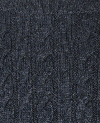 Kabeltrui merinowol melange donkerblauw