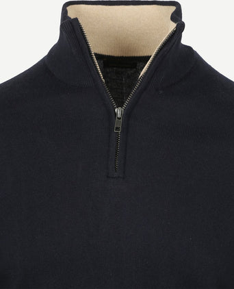 Half-zip trui cotton cashmere donkerblauw