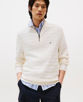 Tommy Hilfiger pullover halfzip structure ivory | Regular-fit