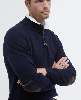 Barbour halve rits trui donkerblauw | Regular-fit