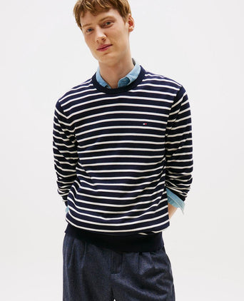 Tommy Hilfiger trui streep donkerblauw | Regular-fit