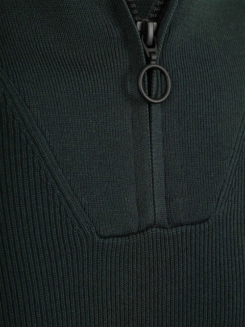 Suitable halve rits trui tias cooldry knit mosgroen | Slim-fit