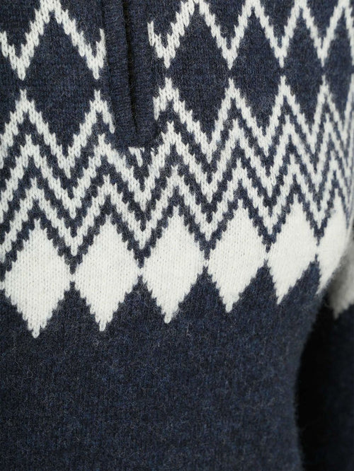 Avery nordic halve rits trui wolblend donkerblauw