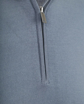 halve rits pullover merinowol blauw