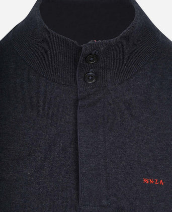halve rits trui akar melange donkerblauw