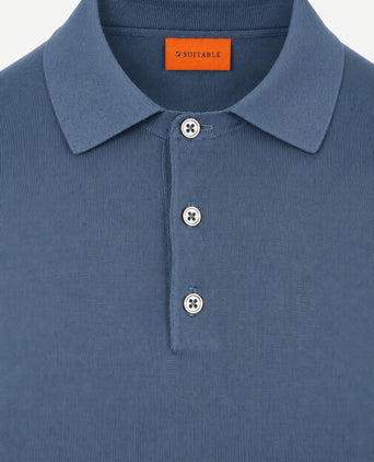 Compact cotton poloshirt denim blauw