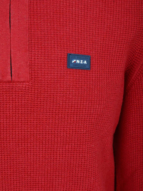 halve rits slub knit melange rood