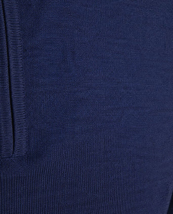 halve rits pullover merinowol royal blue