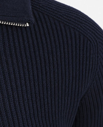halve rits pullover wool donkerblauw