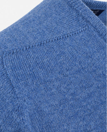 V-hals lamswol jeans blauw