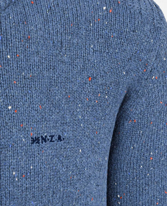 Pullover mocker eltham knit melange capri blue