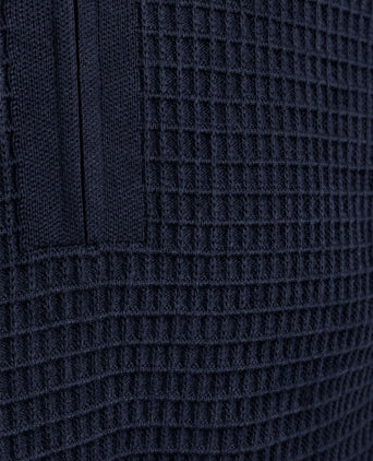 halve rits poloshirt knitted structure donkerblauw