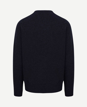 Pullover lamswol v midnight mix donkerblauw