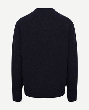Pullover lamswol v midnight mix donkerblauw