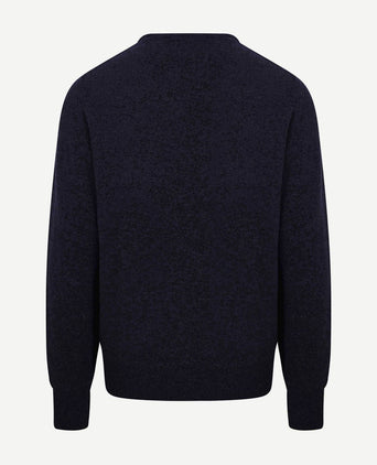 Pullover lamswol o-hals midnight mix donkerblauw