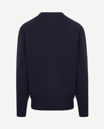 V-hals lamswol donkerblauw
