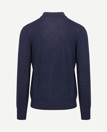 The robert long sleeve poloshirt merino donkerblauw