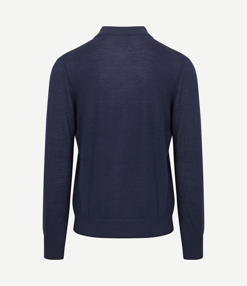 The robert long sleeve poloshirt merino donkerblauw