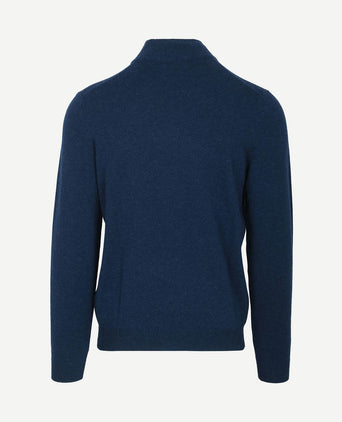 halve rits trui merinowol marine blauw