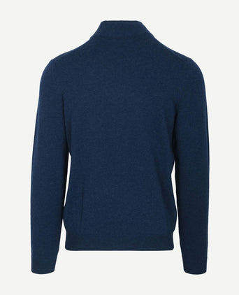 halve rits trui merinowol marine blauw