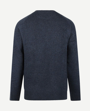 Trui lamswol melange donkerblauw