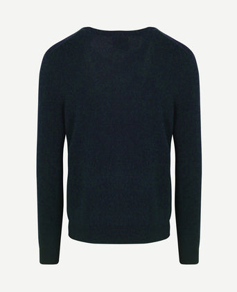 Pullover v-hals woolblend donkerblauw melange