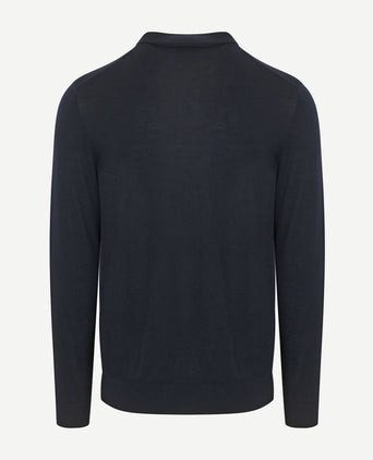 Profuomo longsleeve poloshirt merinowol donkerblauw