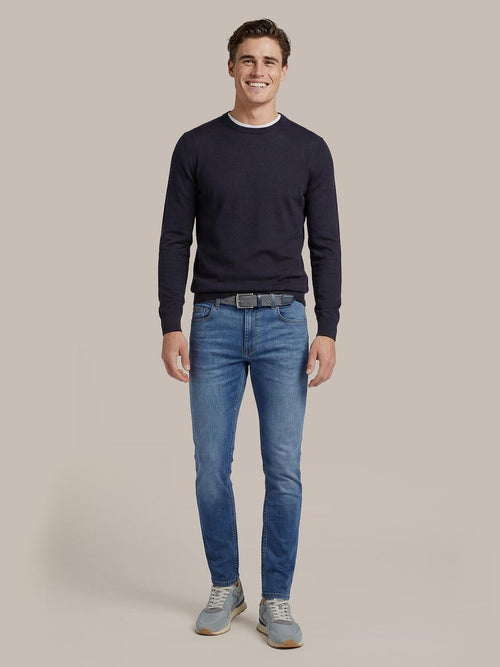 Merino pullover donkerblauw