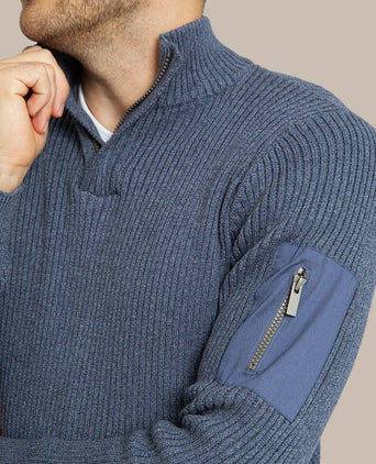 Mou halve rits trui blauw