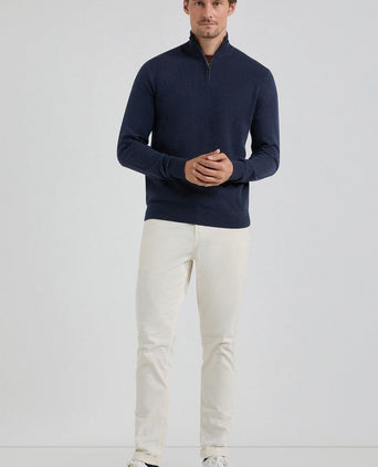 halve rits trui merino blend donkerblauw