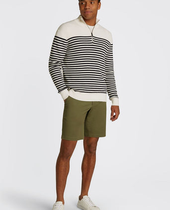 Racking half-zip structure streep wit donkerblauw