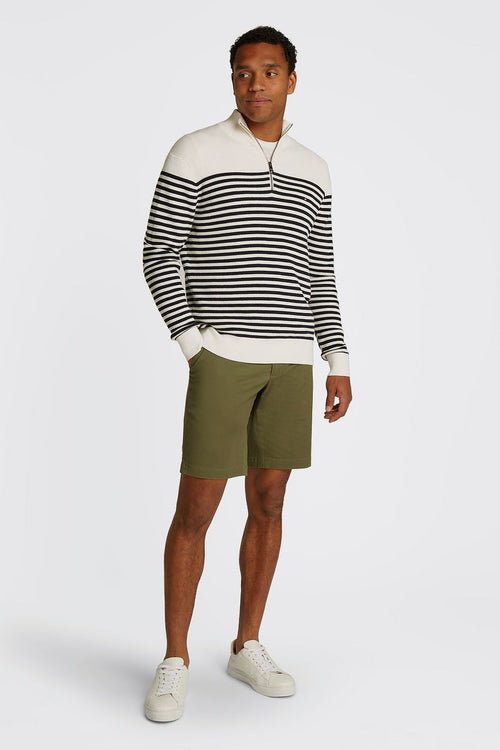 Racking half-zip structure streep wit donkerblauw