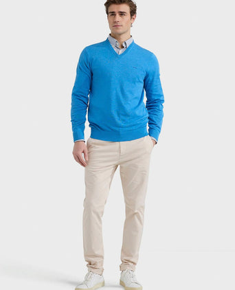 Trui v-hals sea blauw