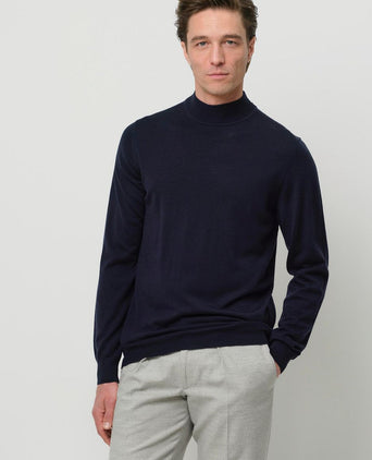 Turtleneck trui merino donkerblauw