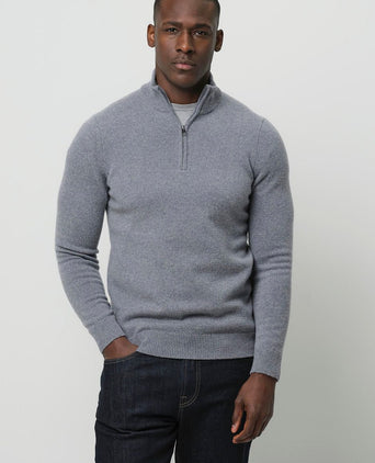 halve rits pullover wol blend blauw