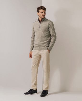 State of Art halve rits trui wool blend melange taupe | Regular-fit