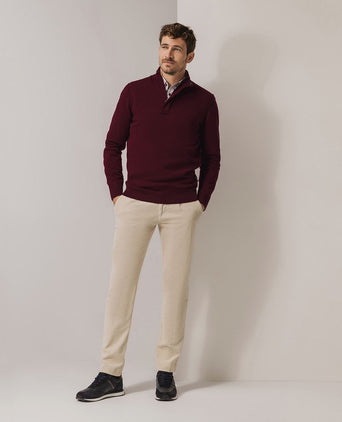 State of Art halve rits trui wool blend burgundy | Regular-fit