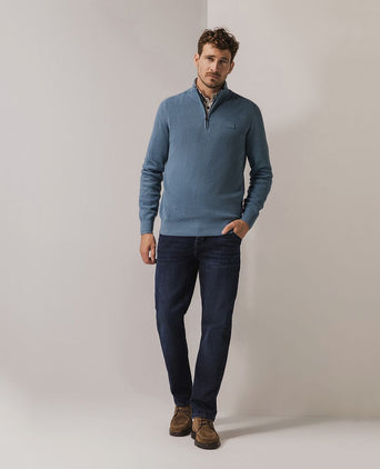 State of Art halve rits trui blauw | Regular-fit