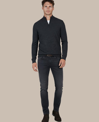 Pine knit halve rits trui donkerblauw