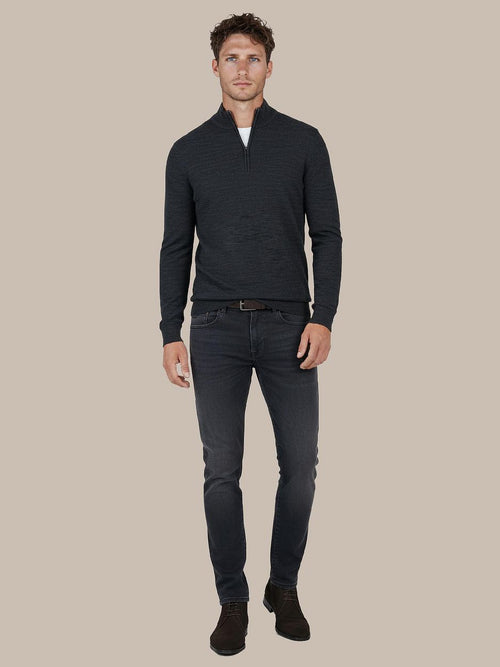 Pine knit halve rits trui donkerblauw