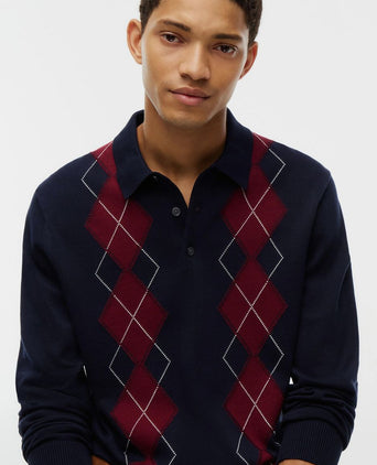 Long sleeve poloshirt checks