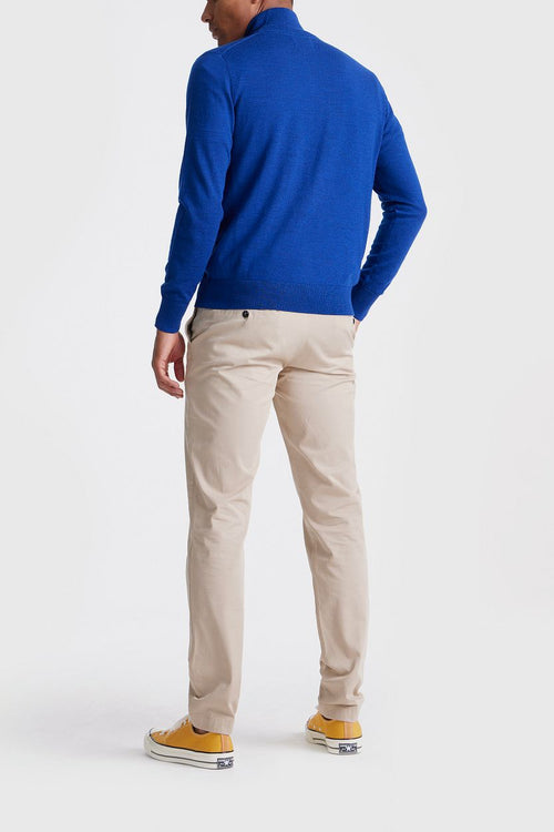 The michael halve rits pull merino royal blauw