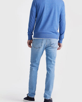 The robert long sleeve poloshirt merino mid blauw
