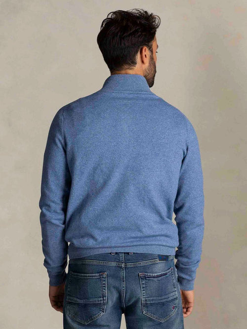 halve rits trui christopher melange soft blue